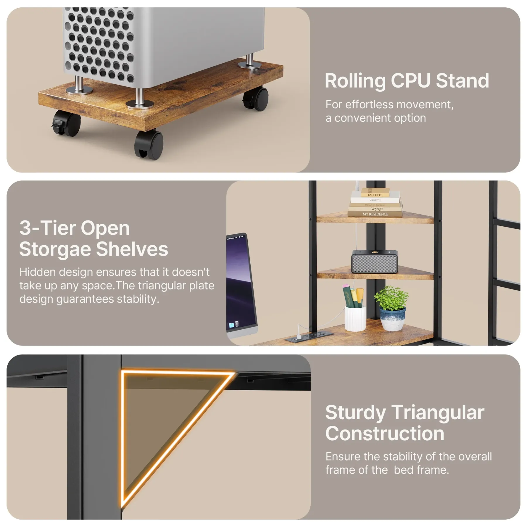 Lofka Loft Bed Twin Size, Heavy Duty Metal Bed Frames with Desk, Charging Sation, LED Lights, Storage ShelvesSafety Guard and Ladder