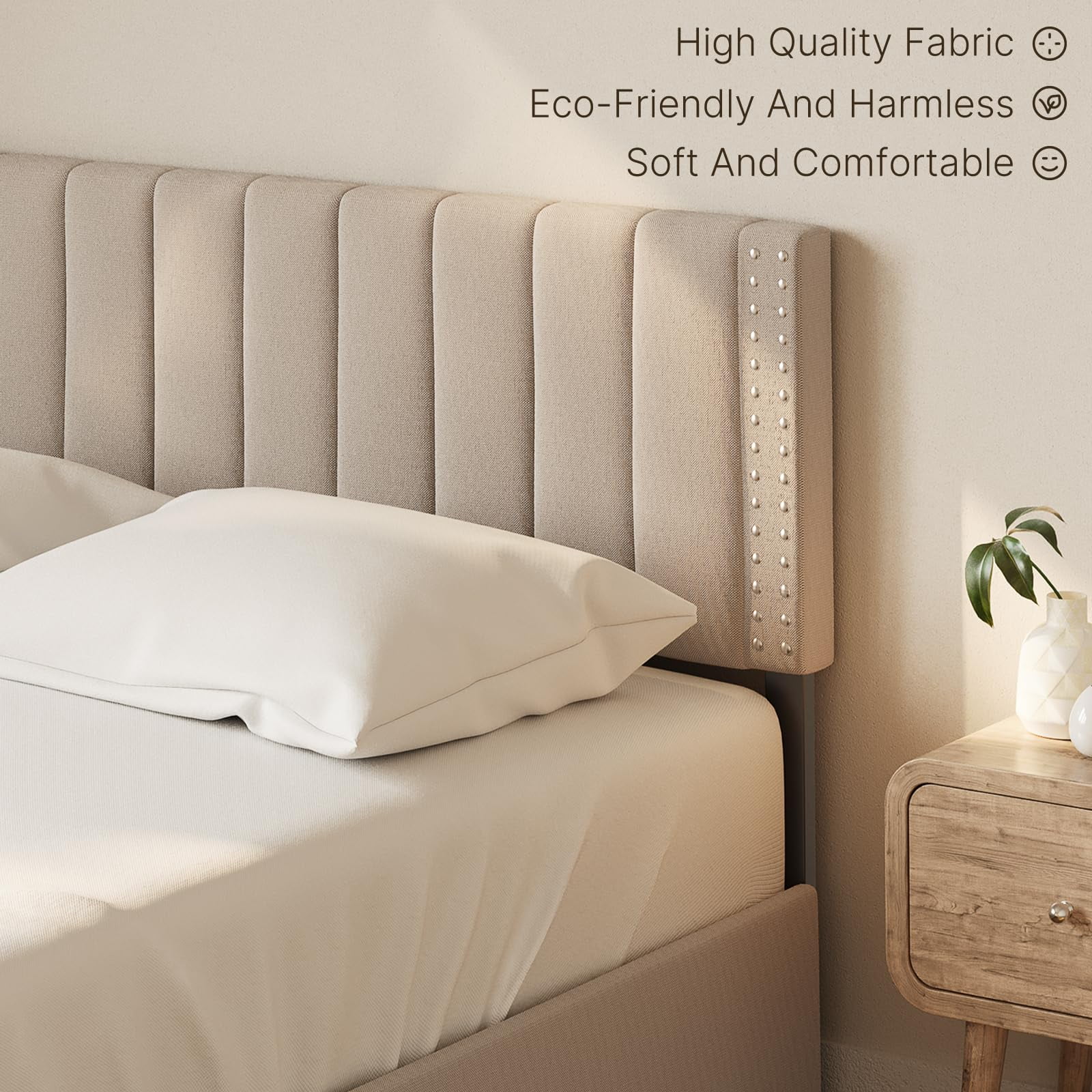 Lofka Queen Contemporary Fabric And Wood Platform Bed with Storage