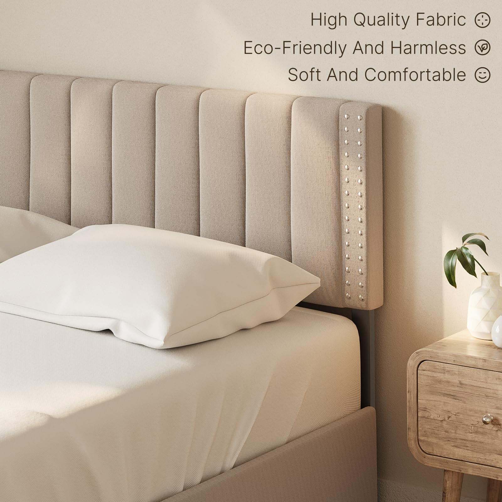 Lofka Queen Contemporary Fabric And Wood Platform Bed with Storage