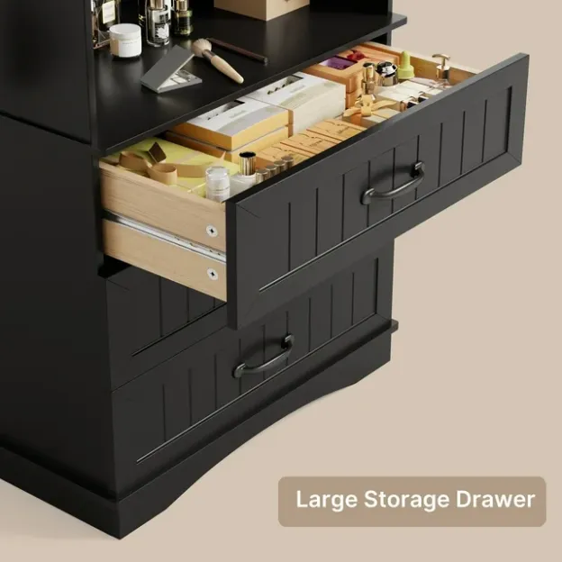 Lofka Bookcase with 3 Large Drawers, 3 Tier Storage bookshelf for Home Office, Living Room, Black