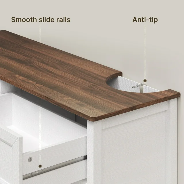 Lofka 6 Drawer Dresser for Bedroom, Chests of Drawers for Living Room, White+Rustic Brown