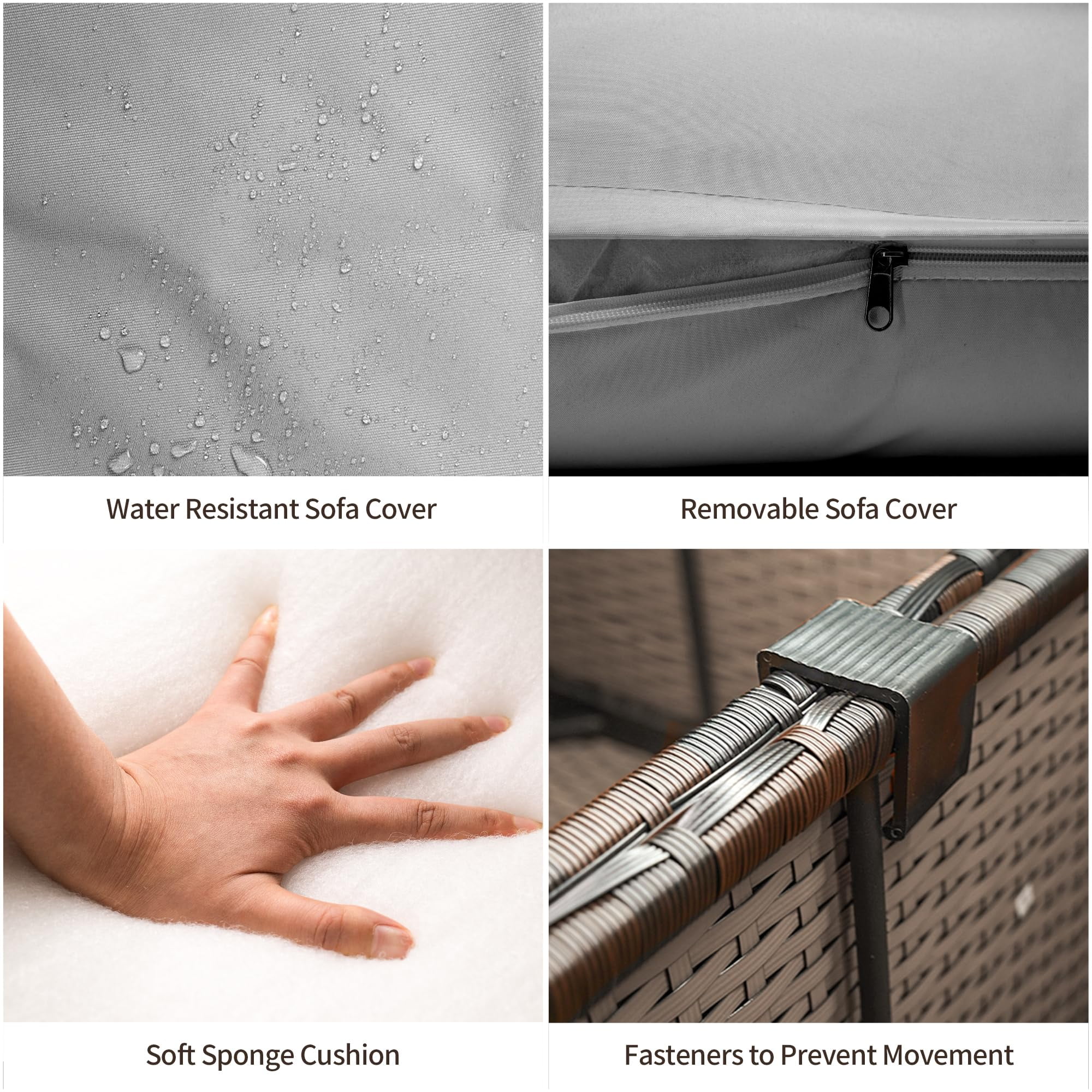 7-Piece Wicker Sectional Outdoor Sofa Set with Glass Table & Water-Resistant Cushions, All-Weather PE Rattan