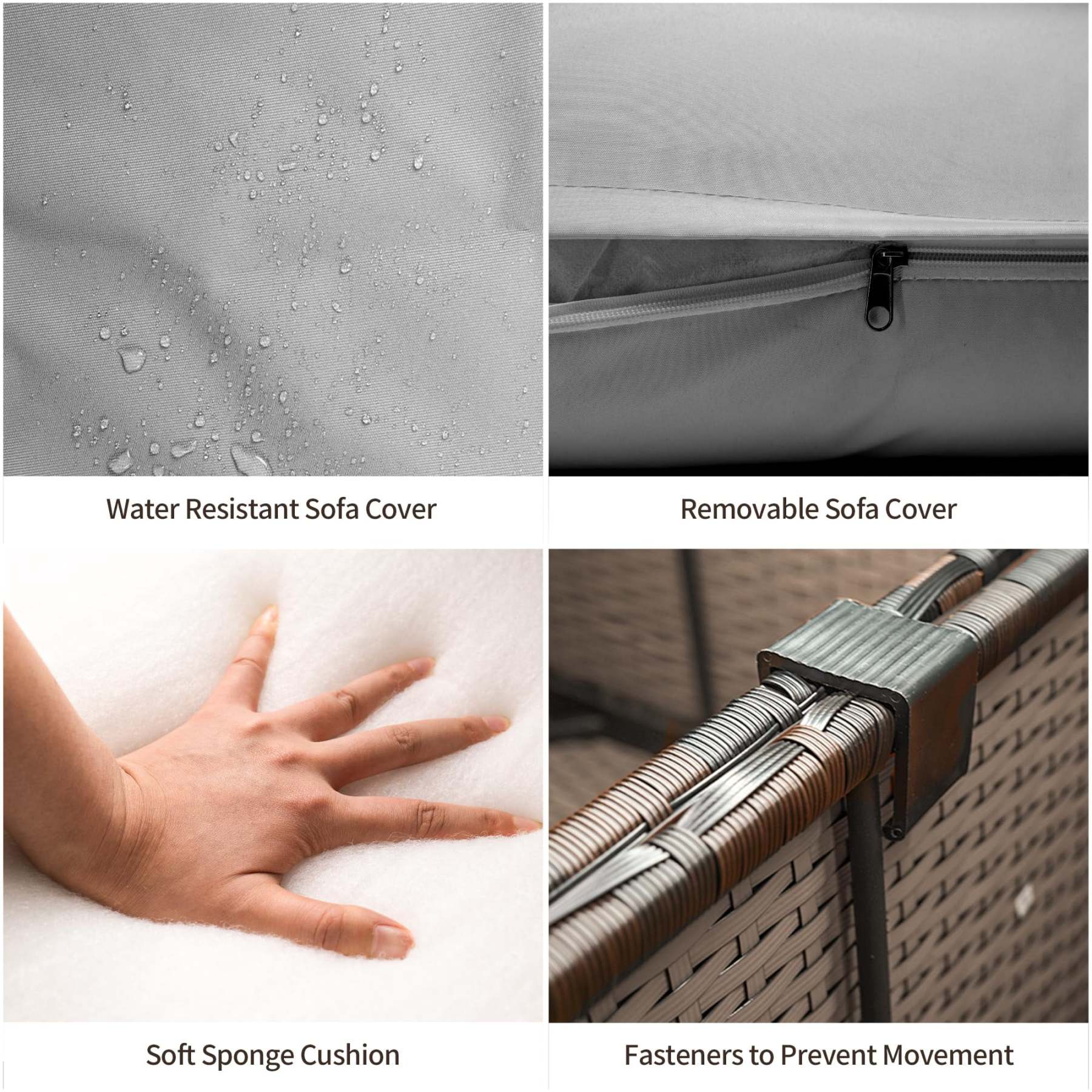 7-Piece Wicker Sectional Outdoor Sofa Set with Glass Table & Water-Resistant Cushions, All-Weather PE Rattan