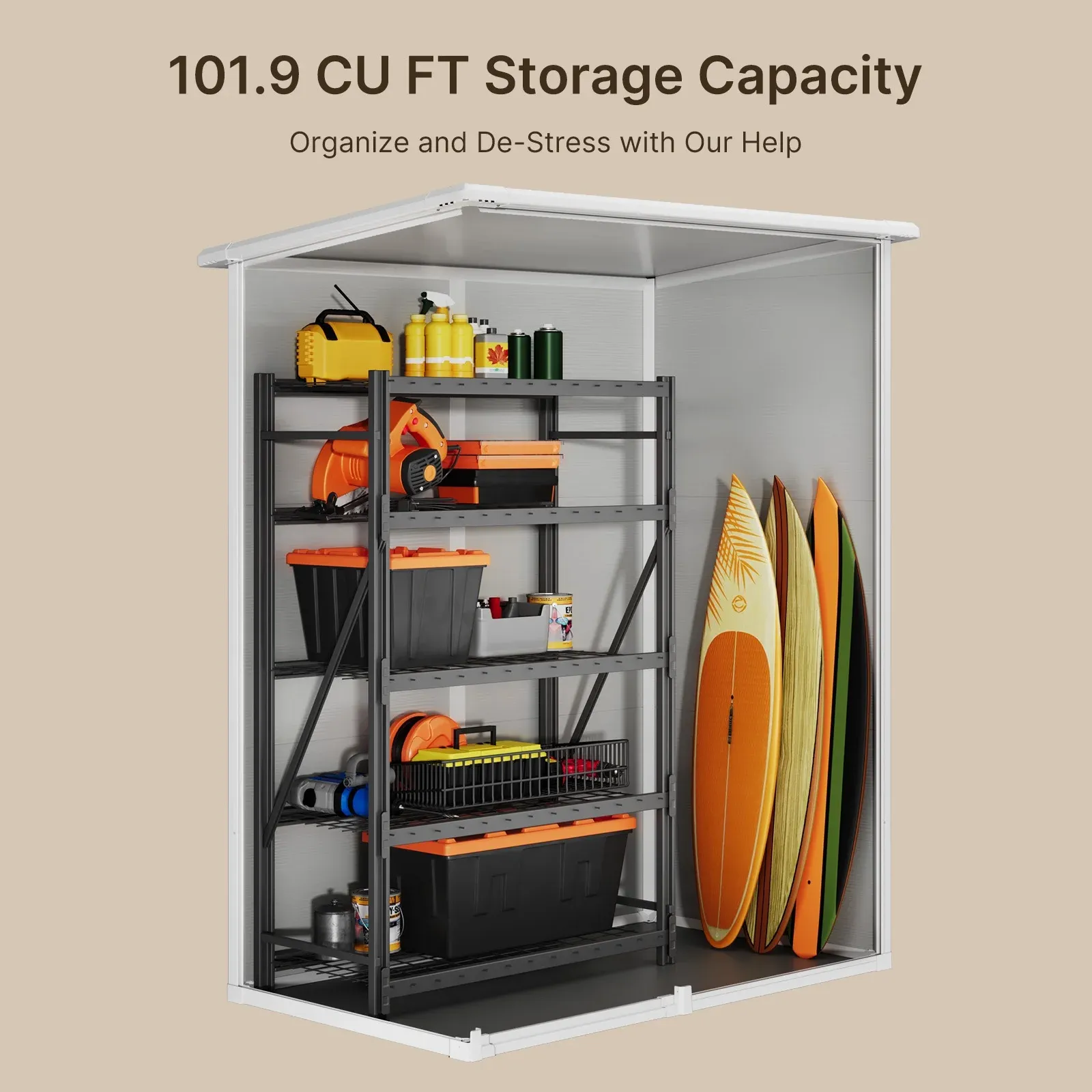 Lofka 5 x 3 FT Resin Outdoor Storage with Floor, Window, Lockable Door for Garden|Backyard|Lawn