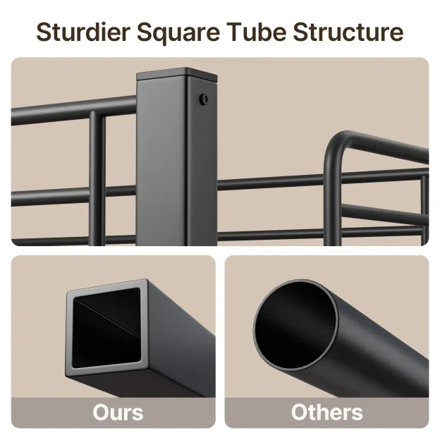 Lofka Loft Bed Twin Size, Heavy Duty Metal Bed Frames with Desk, Charging Sation, LED Lights, Storage ShelvesSafety Guard and Ladder