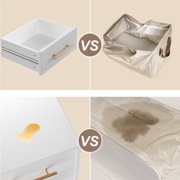 Lofka Night Stand 2 Drawer for Bedroom, Nightstand Bedside Table with Gold Handle