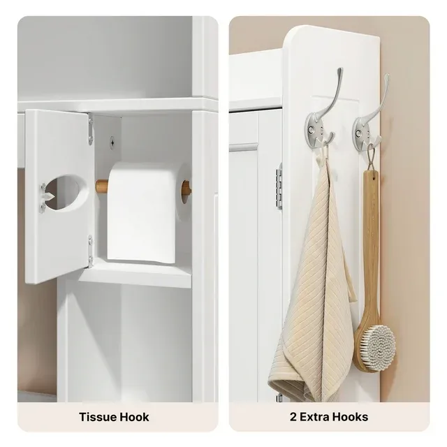 Lofka Over The Toilet Storage Cabinet, 32.3" Free Standing Storage Cabinet Over Toilet with Doors