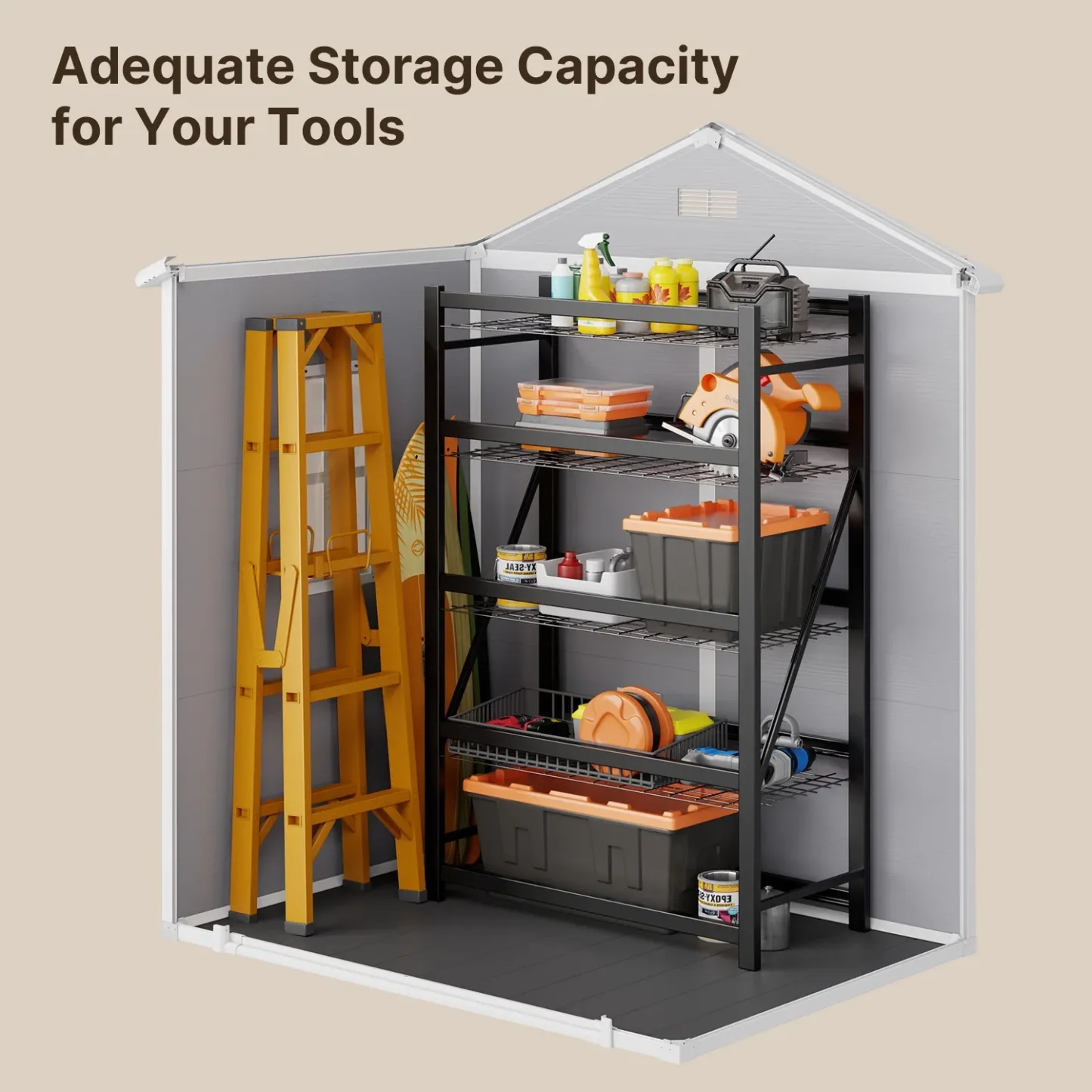 Lofka 6' x 4' Resin Outdoor Shed with Side Windows for Garden