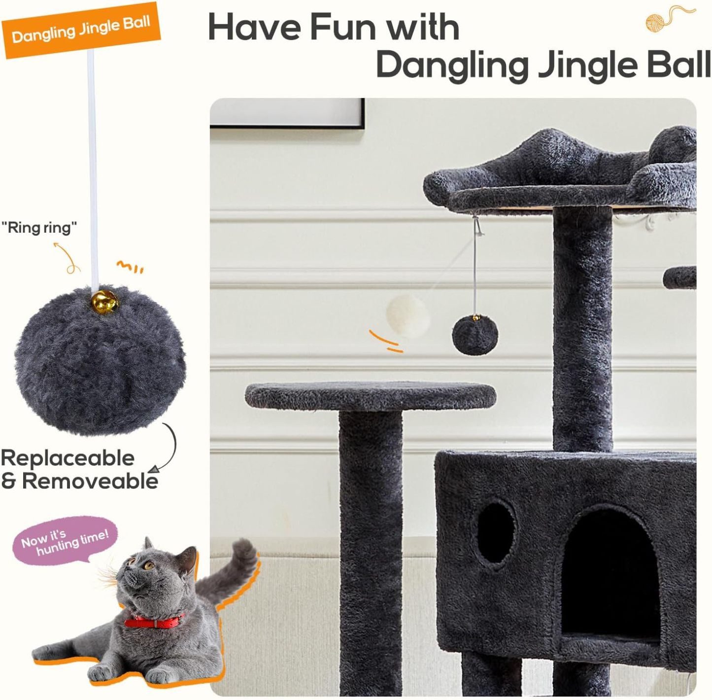 Large Cat Tree - 54-Inch Cat Tower for Indoor