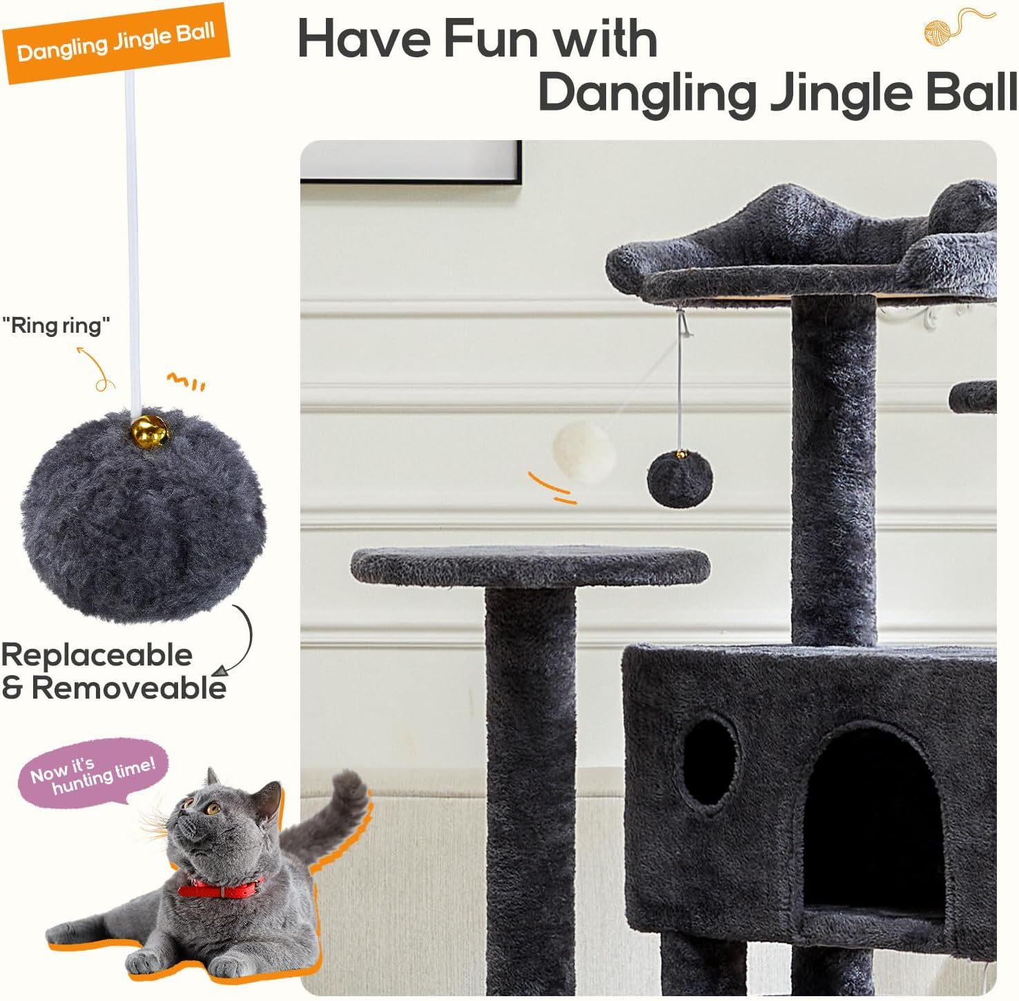 Large Cat Tree - 54-Inch Cat Tower for Indoor