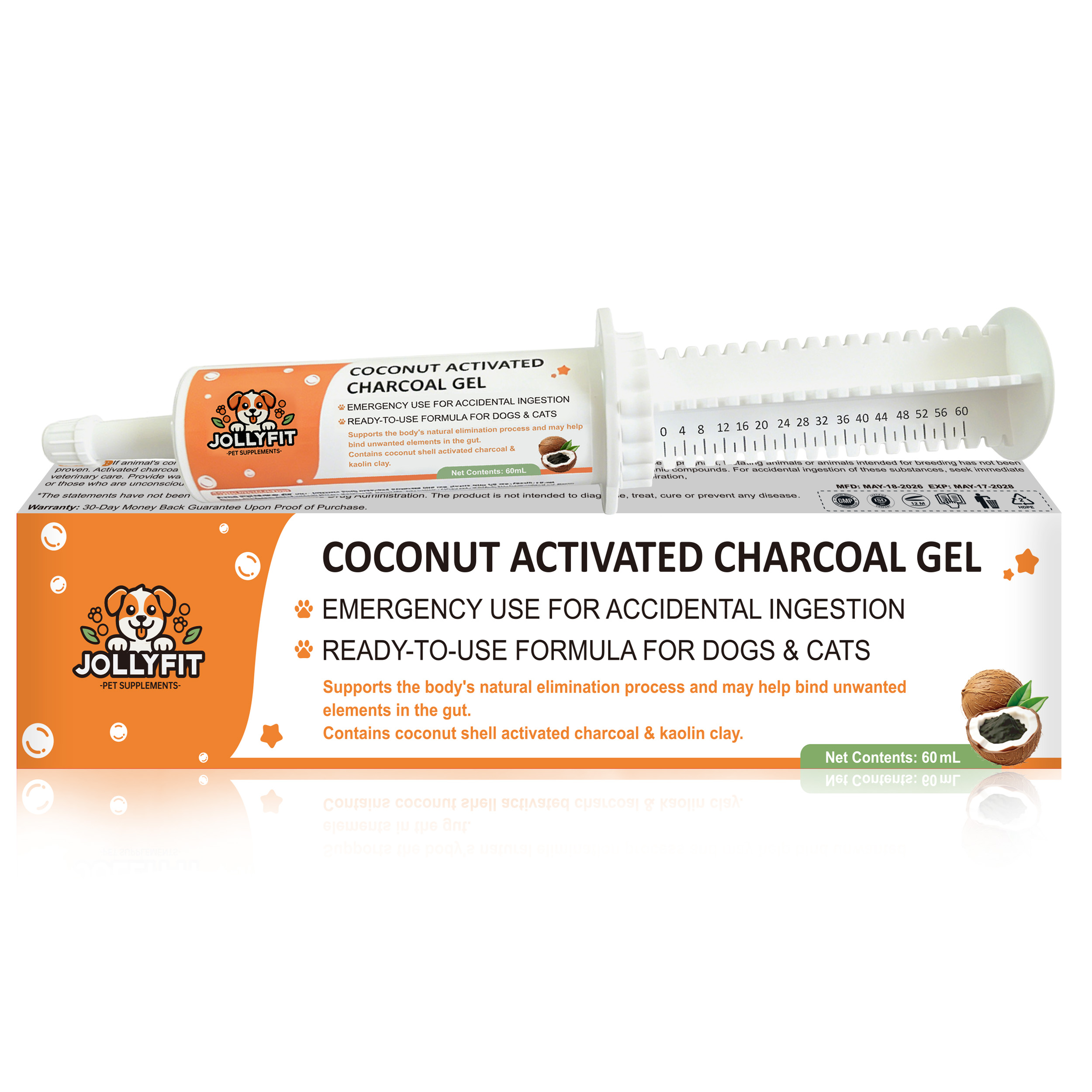 Coconut Activated Charcoal Gel for Dogs & Cats, 60mL