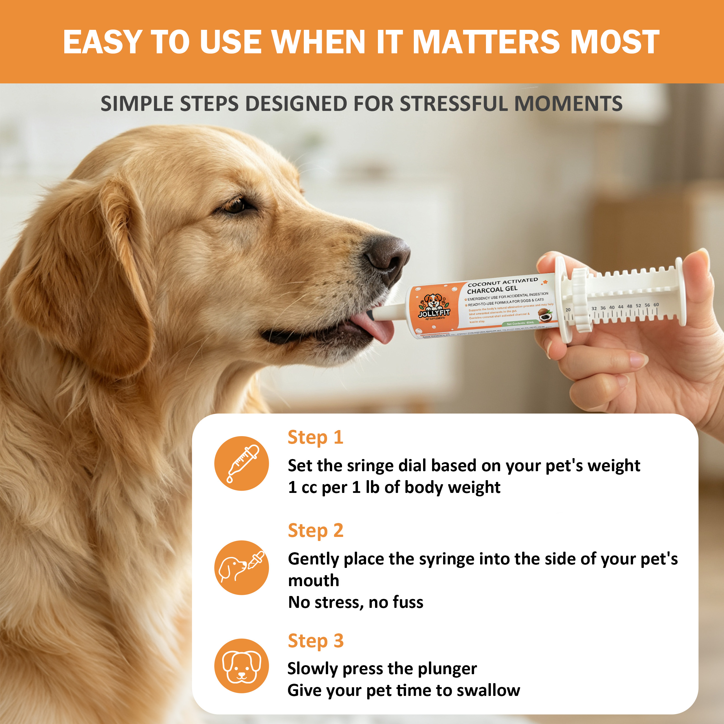 Coconut Activated Charcoal Gel for Dogs & Cats, 60mL