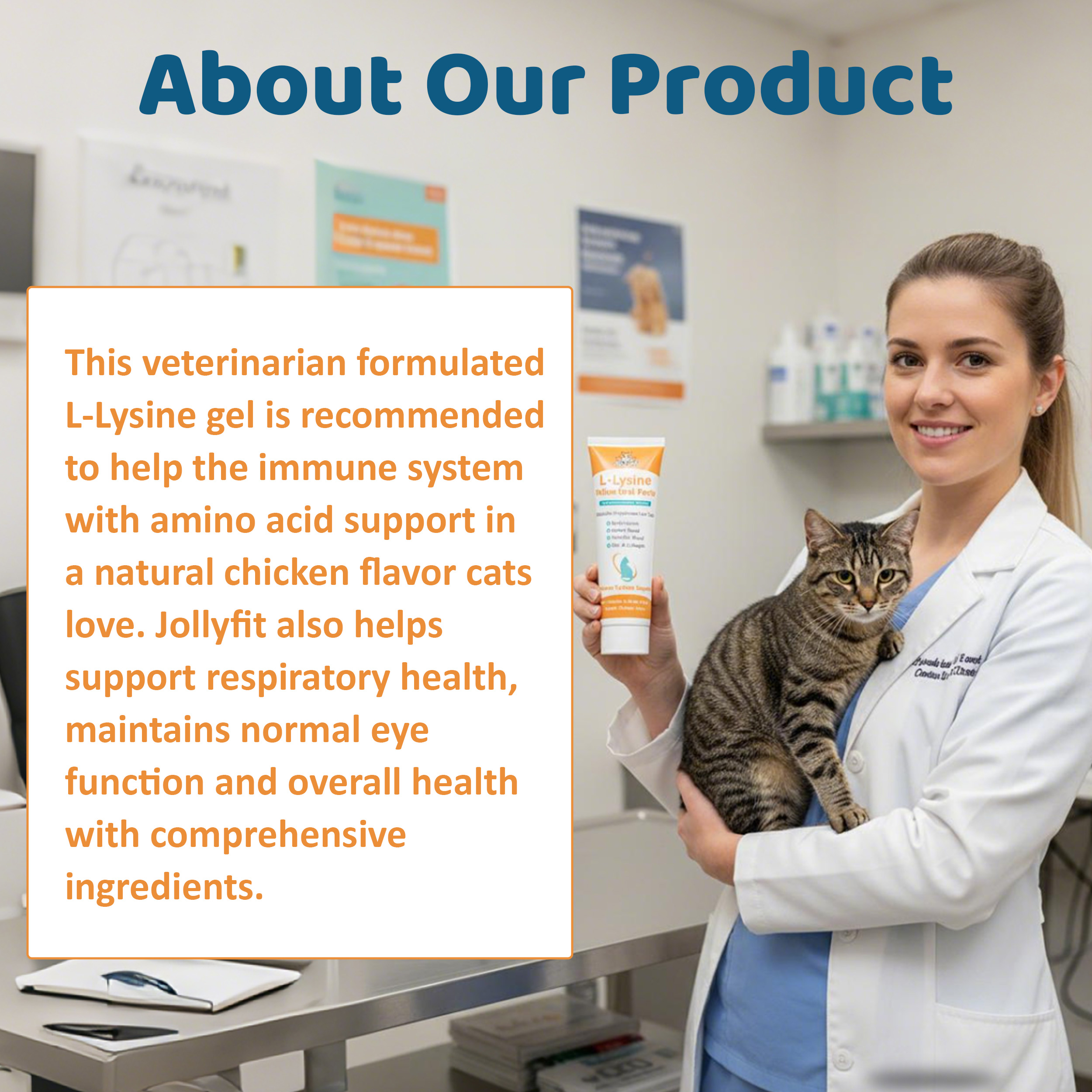 L-Lysine for Cats Oral Paste – Immune & Respiratory Support for Felines – with Collagen, Zinc, Multivitamins & Probiotics – Natural Chicken Flavor, 4.23 oz (120g)