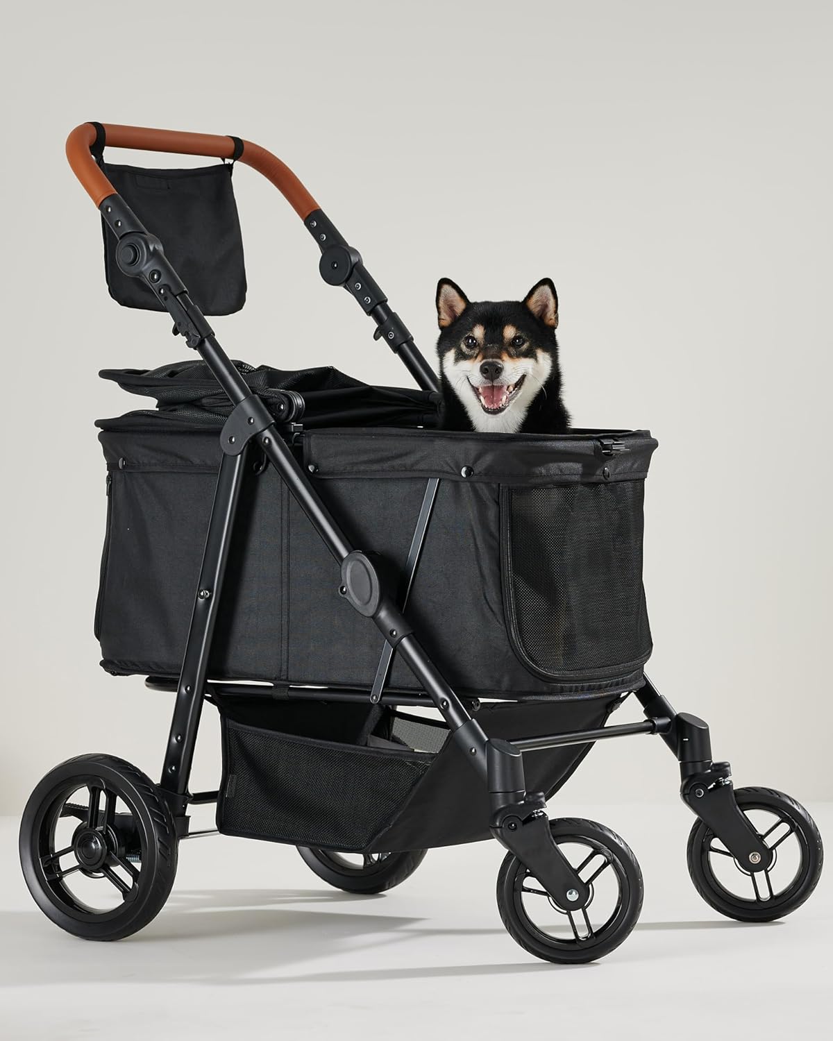 Large Dog Stroller Up to 66lbs, Adjustable Handle, 180 ̊Canopy