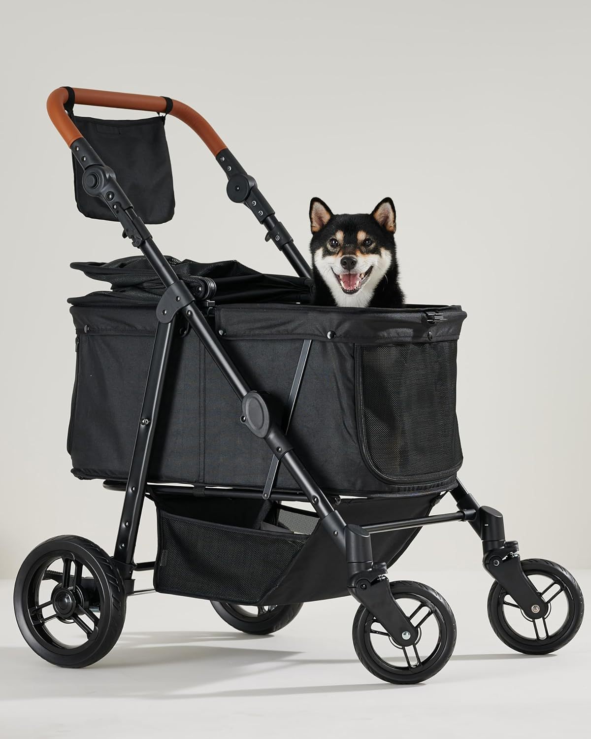 Large Dog Stroller Up to 66lbs, Adjustable Handle, 180 ̊Canopy