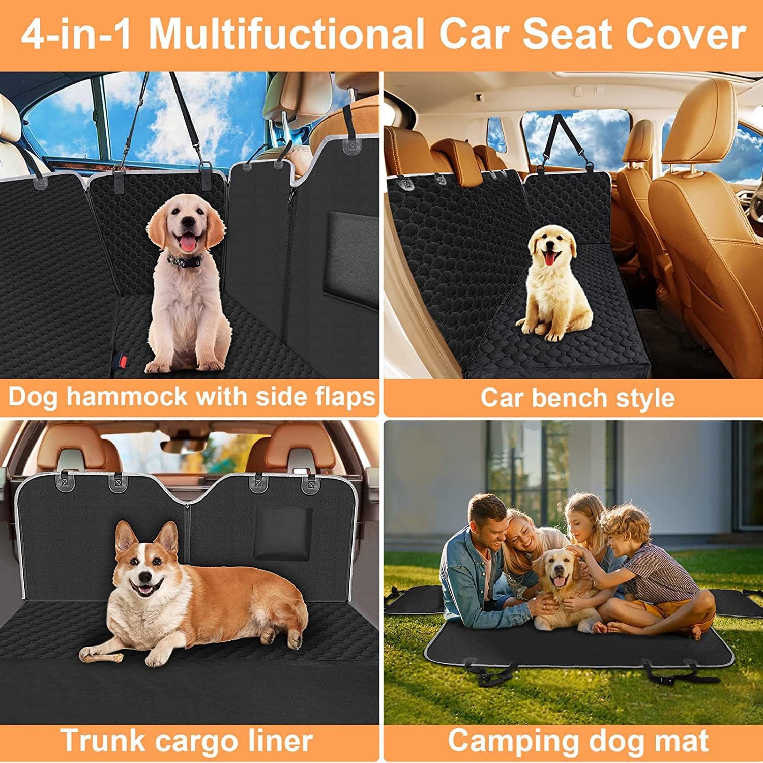Waterproof Dog Car Seat Cover for Back Seat