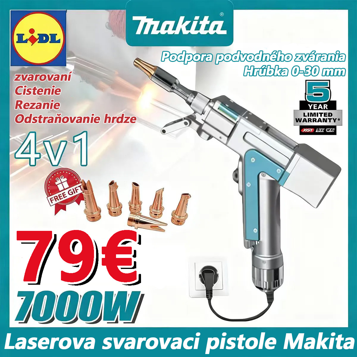[Najlepšie zľavy roka] Makita 7000W inovatívna prenosná laserová zváracia pištoľ 4 v 1 (zváranie + čistenie + rezanie + odhrdzovanie): Ušetrite až 80 %.