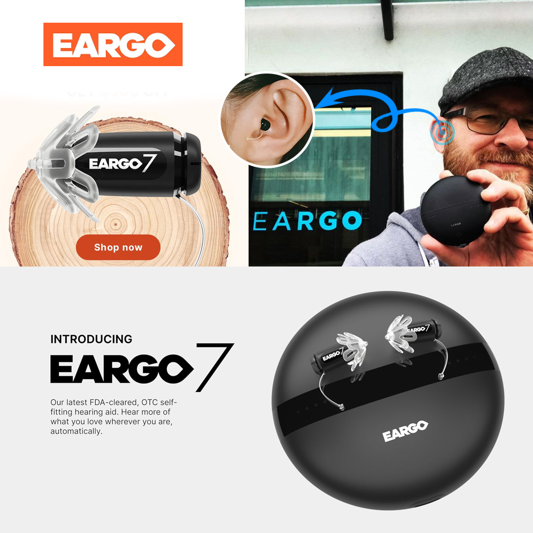 EARGO 7 OTC Hearing Aid - CIC is almost invisible, rechargeable and adaptable