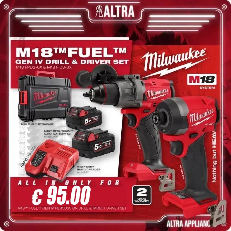 Sejem Milwaukee v Nemčiji - komplet akumulatorskega udarnega kladiva in izvijača Milwaukee 18V, omejena ponudba samo 95 €