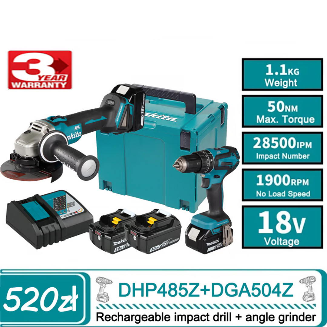 Wiertarko-wkrętarka udarowa + Szlifierka kątowa za jedyne 520 zł! Limitowana oferta 200 sztuk.