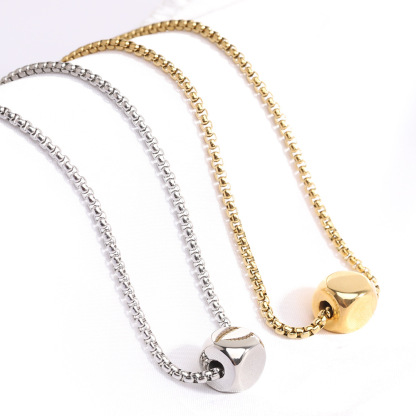 Cube Square Engraved Pendant Necklace