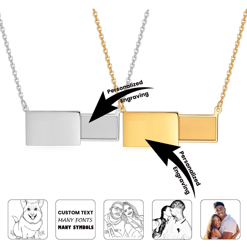 Open Envelope Engraved Pendant Necklace
