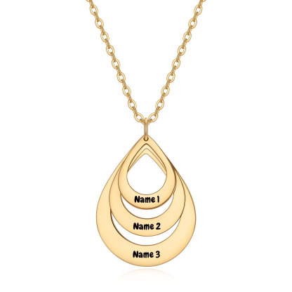 3-Layer Teardrop Engraved Pendant Necklace