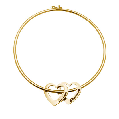 engraved name hearted shape bracelet