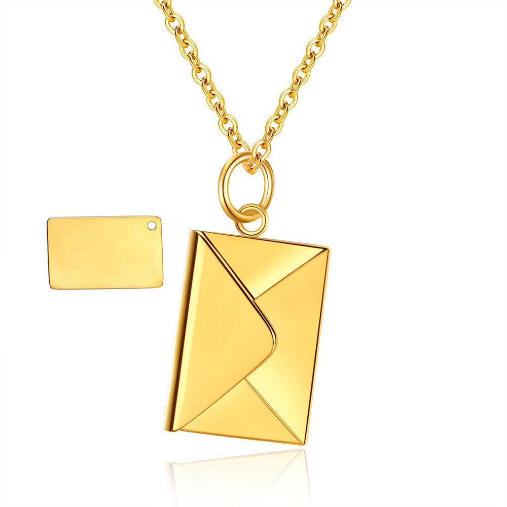 Envelope Engraved Letter Pendant Necklace