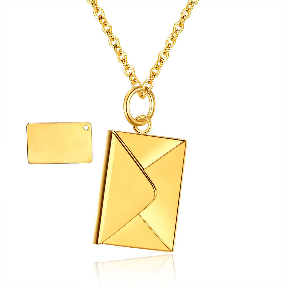 Envelope Engraved Letter Pendant Necklace