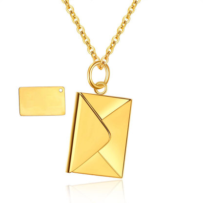 Envelope Engraved Letter Pendant Necklace