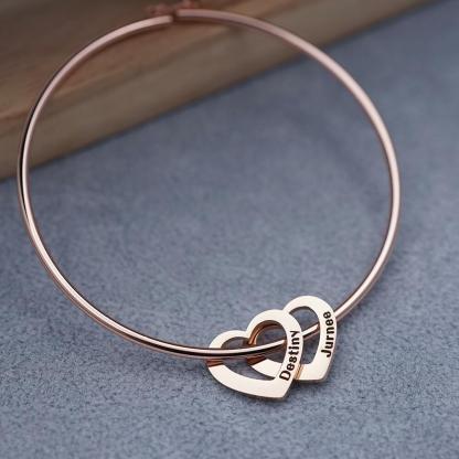 engraved name hearted shape bracelet