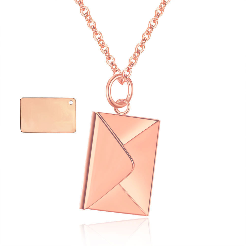 Envelope Engraved Letter Pendant Necklace