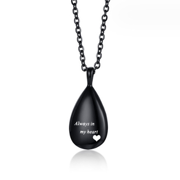 teardrop engraved name/photo locket necklace