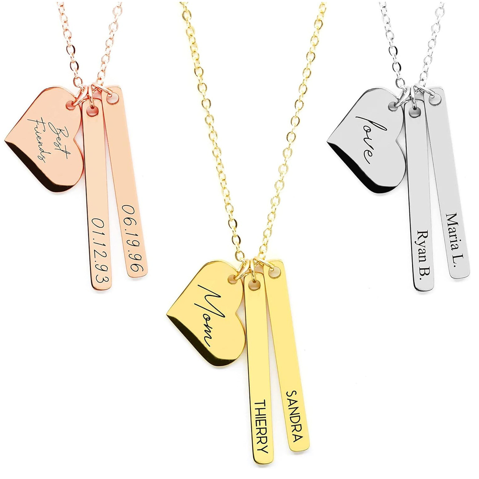 Heart With Long Pads Engraved Necklace