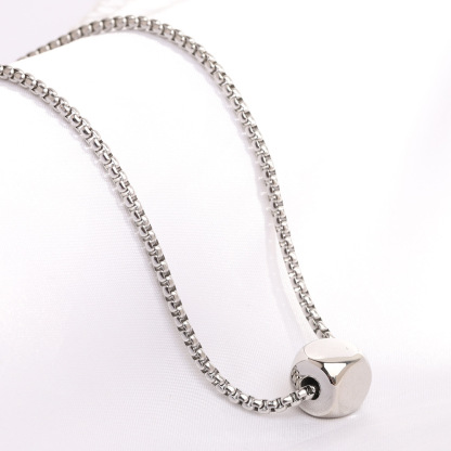 Cube Square Engraved Pendant Necklace