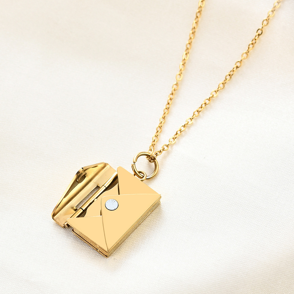 Envelope Engraved Letter Pendant Necklace
