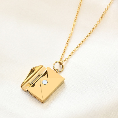 Envelope Engraved Letter Pendant Necklace