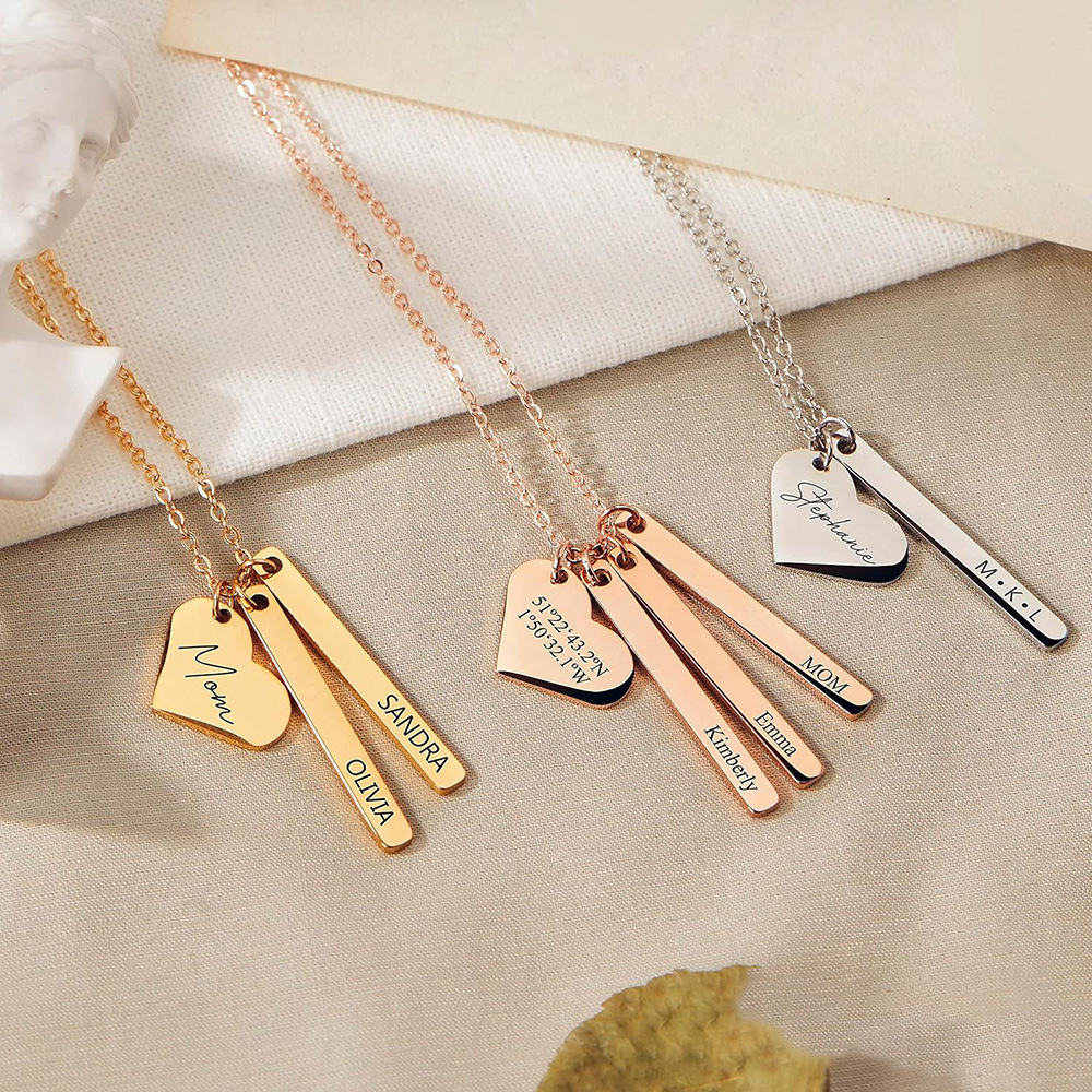 Heart With Long Pads Engraved Necklace