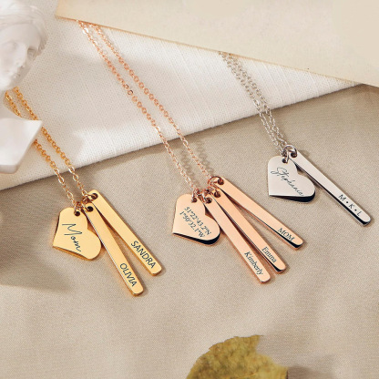Heart With Long Pads Engraved Necklace