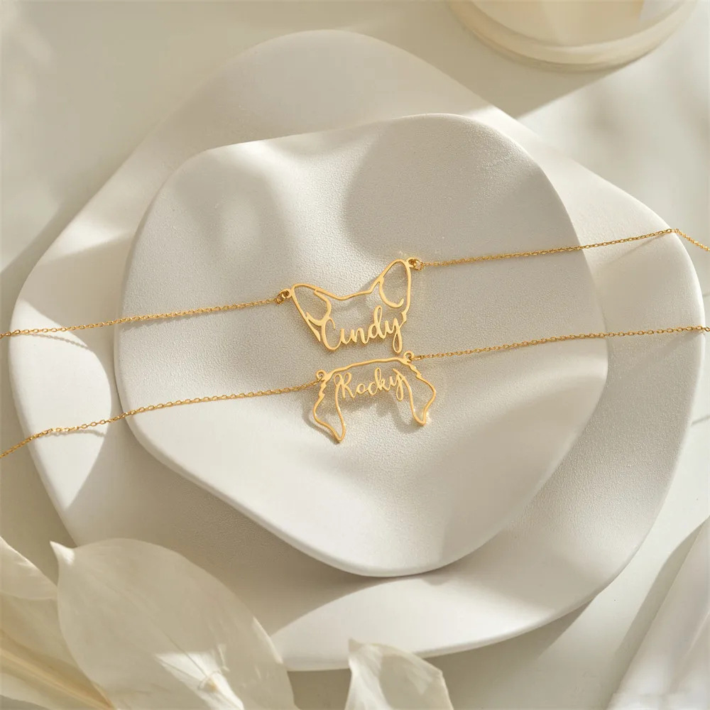 Dog & Cat Ears Stylish Name Necklace