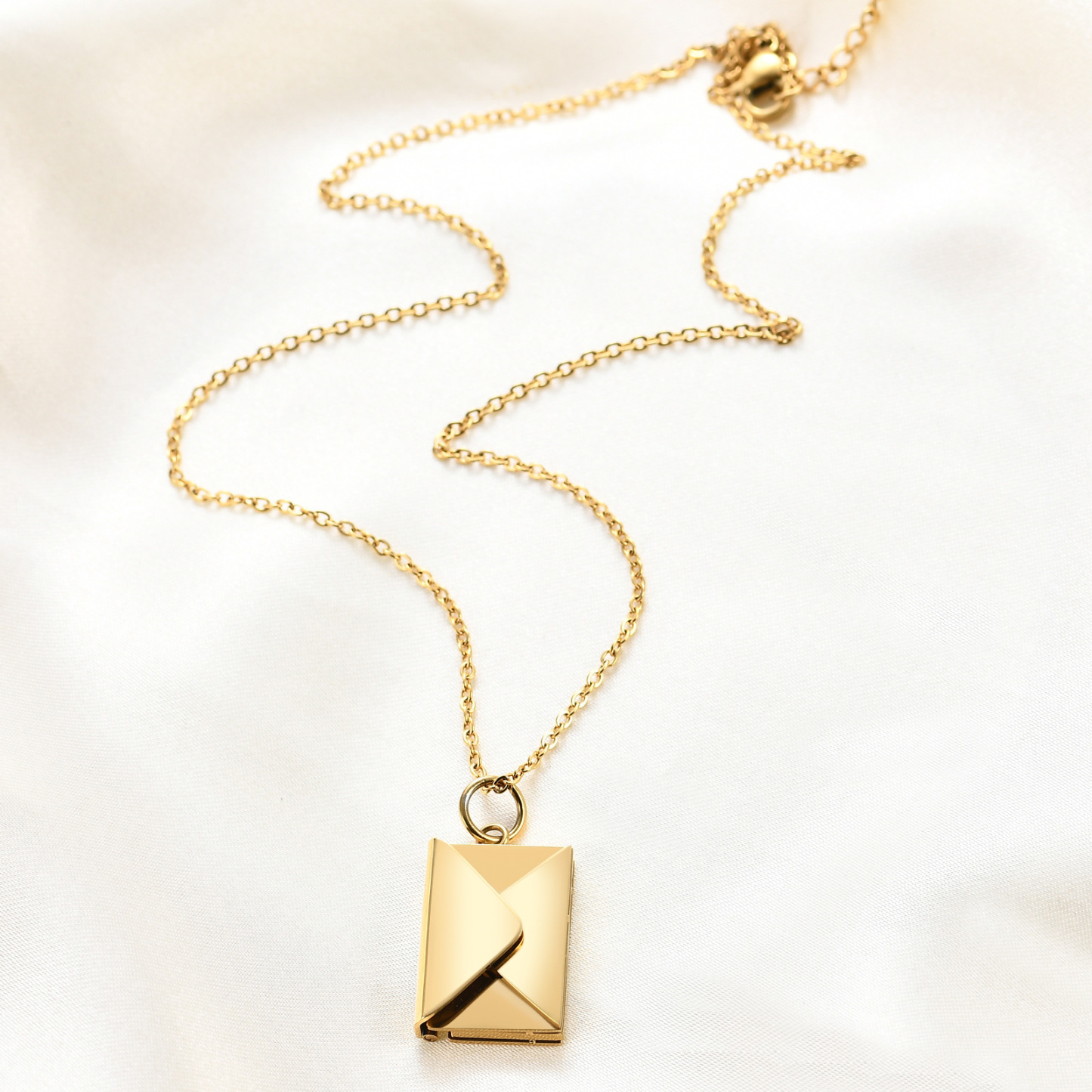 Envelope Engraved Letter Pendant Necklace