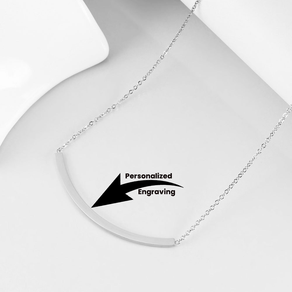 Thin Smile Pad Engraved Necklace
