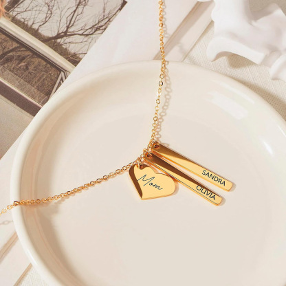 Heart With Long Pads Engraved Necklace
