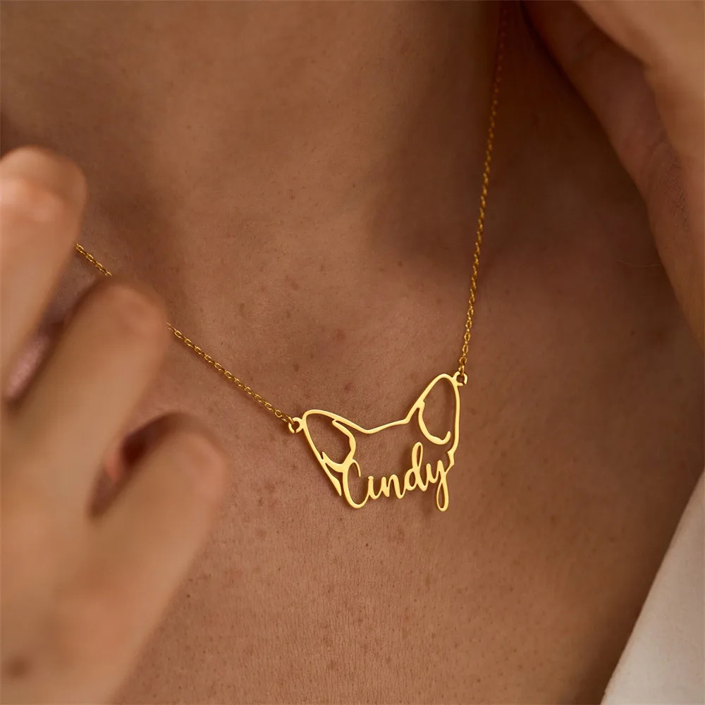 Dog & Cat Ears Stylish Name Necklace