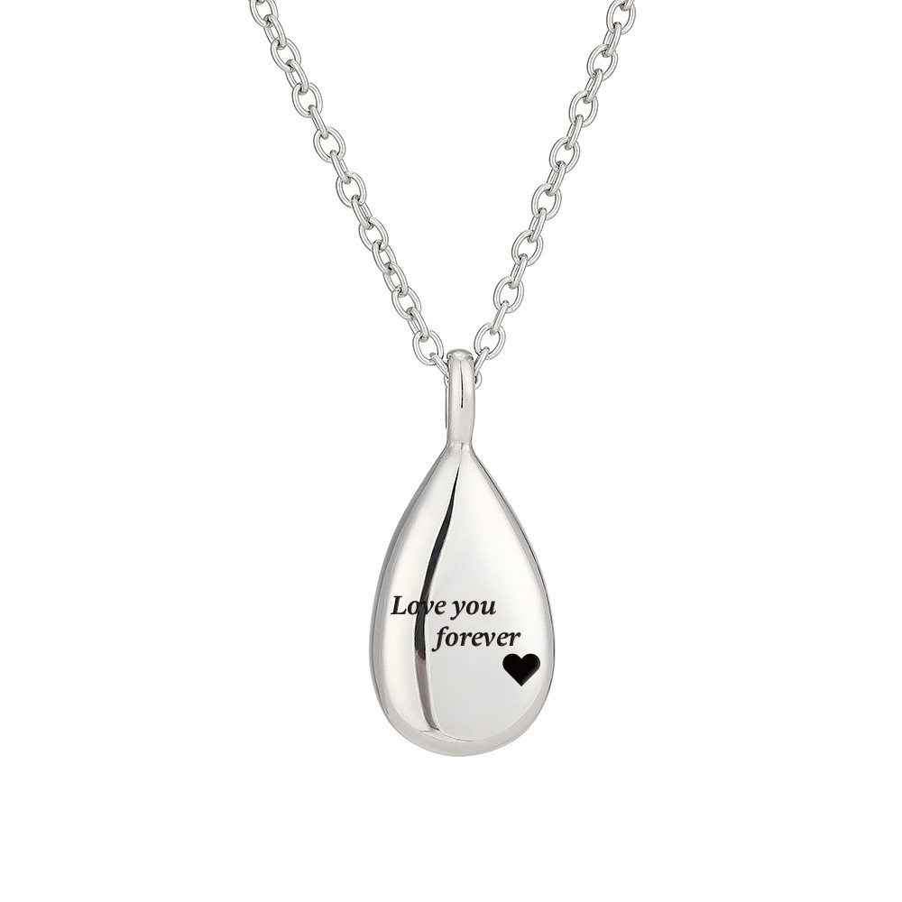 teardrop engraved name/photo locket necklace