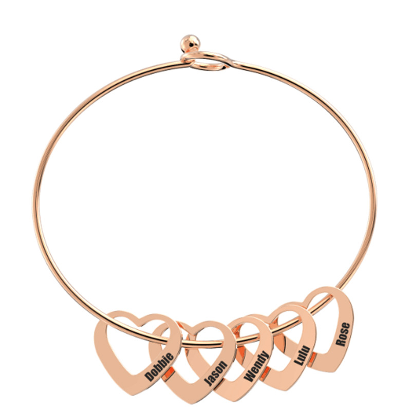 engraved name hearted shape bracelet
