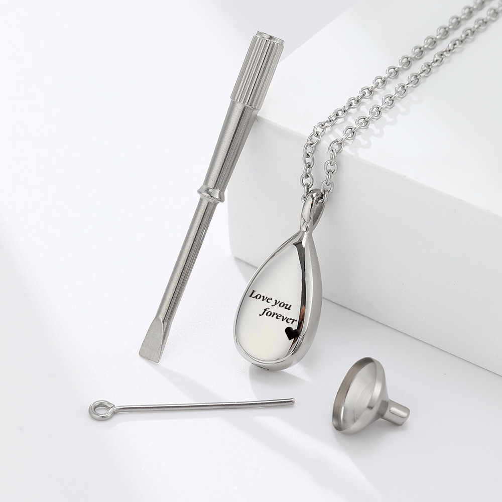 teardrop engraved name/photo locket necklace
