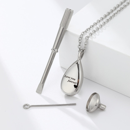 teardrop engraved name/photo locket necklace
