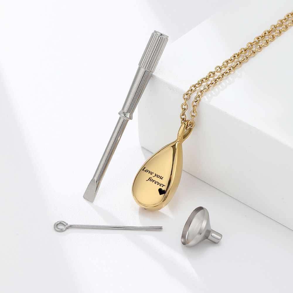 teardrop engraved name/photo locket necklace